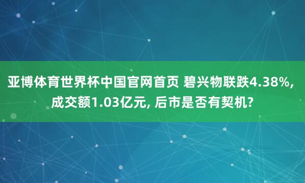 亚博体育世界杯中国官网首页 碧兴物联跌4.38%, 成交额1.03亿元, 后市是否有契机?