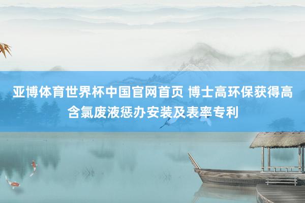 亚博体育世界杯中国官网首页 博士高环保获得高含氯废液惩办安装及表率专利