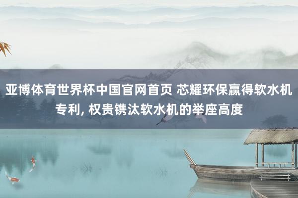 亚博体育世界杯中国官网首页 芯耀环保赢得软水机专利, 权贵镌汰软水机的举座高度