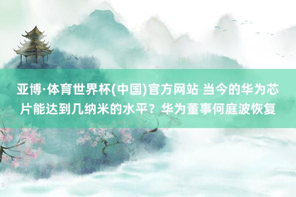 亚博·体育世界杯(中国)官方网站 当今的华为芯片能达到几纳米的水平?华为董事何庭波恢复