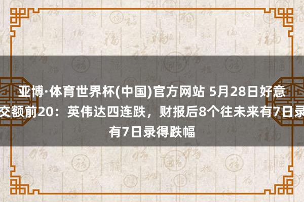 亚博·体育世界杯(中国)官方网站 5月28日好意思股成交额前20:英伟达四连跌,财报后8个往未来有7日录得跌幅
