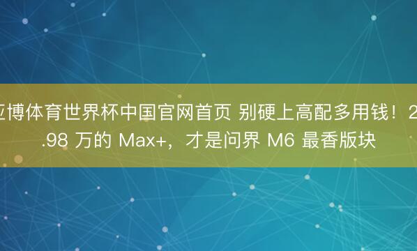 亚博体育世界杯中国官网首页 别硬上高配多用钱！24.98 万的 Max+，才是问界 M6 最香版块