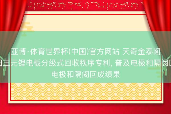 亚博·体育世界杯(中国)官方网站 天奇金泰阁苦求废旧三元锂电板分级式回收秩序专利, 普及电极和隔阂回成绩果